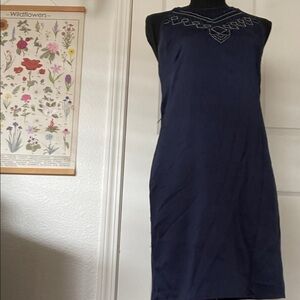 Banana Republic Navy Embroidered Midi Dress